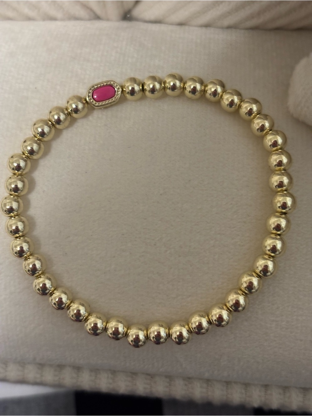 Kendra Scott Gold Beaded Bracelet with Pink Stone